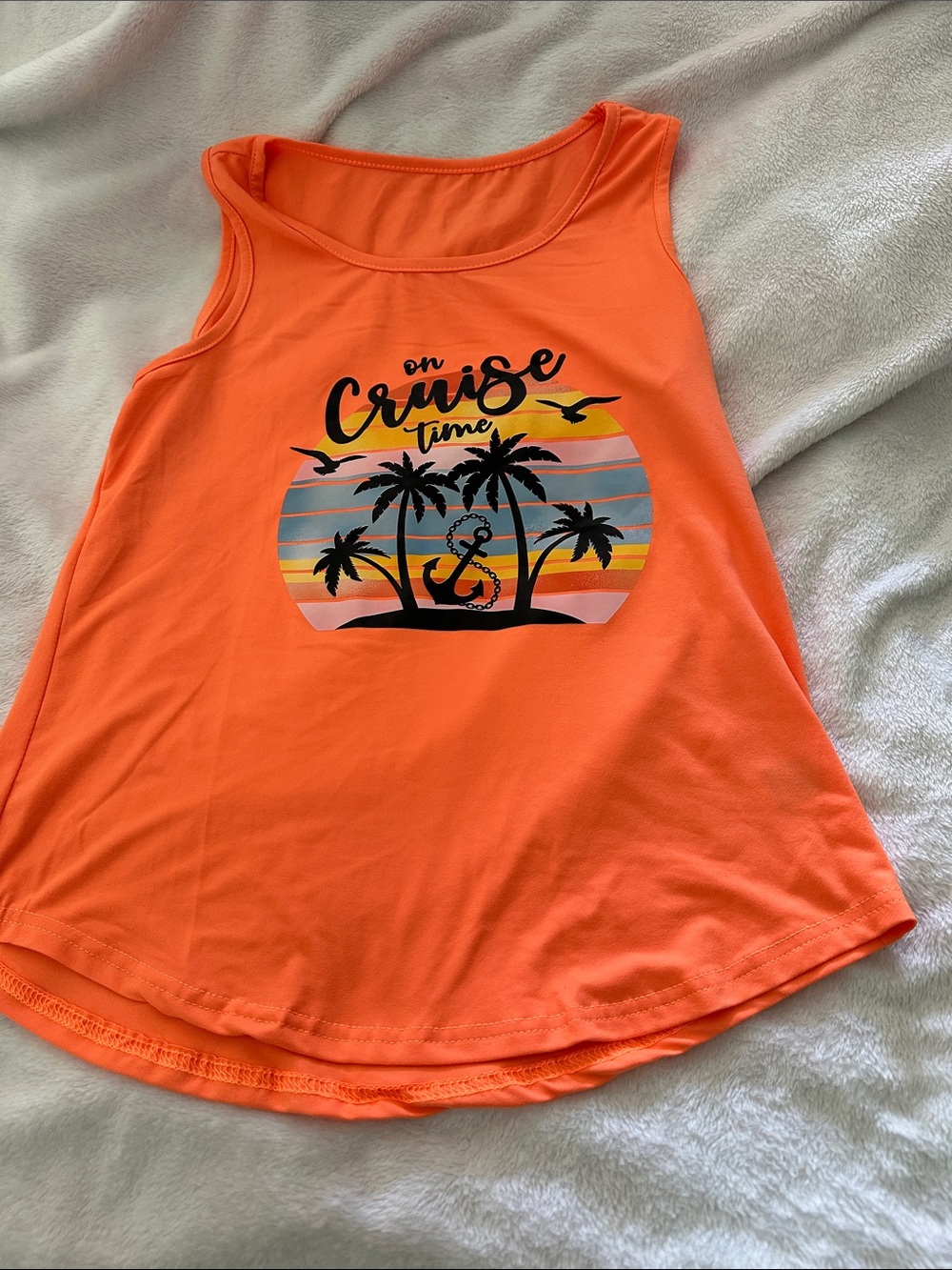 3 for $10 NEVER WORN -VACATION Orange Graphic 'On Cruise Time' Tank Top